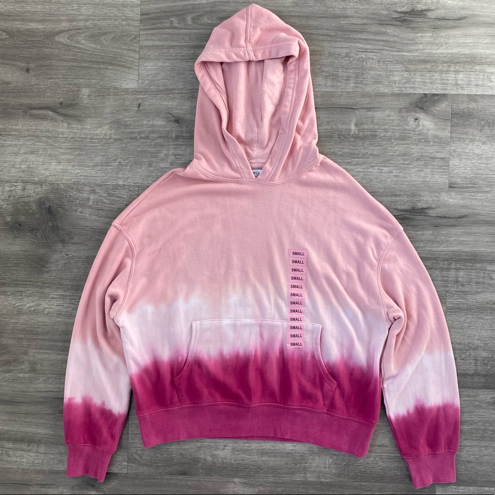 New Wildfox Pink Dip Tie Dye Lounge Hoodie Sweatshirt Small